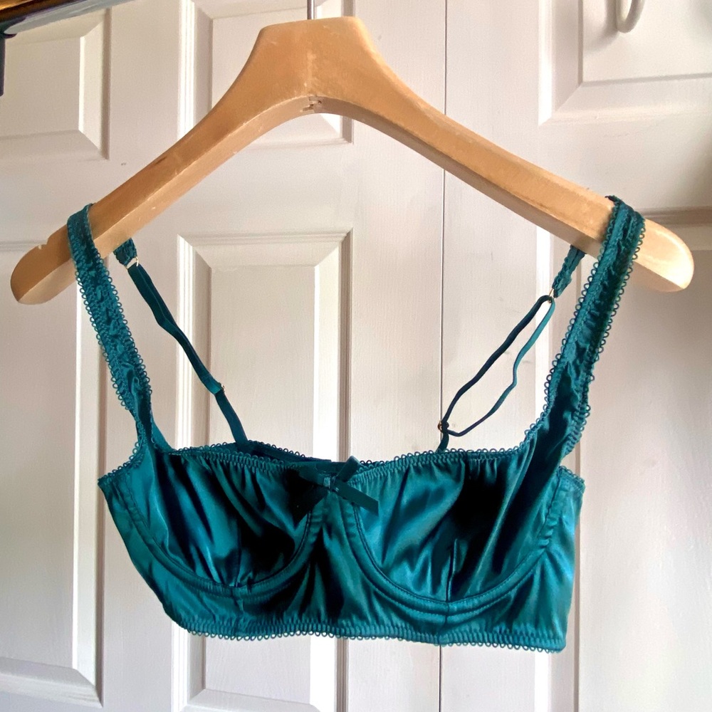 Anthropologie Teal Scalloped Edge Bralette